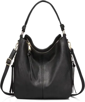 Realer Hobo Crossbody Bags for Women Designer Faux Leather Hobo Handbags Retro Large Size Shoulder Bag Bucket Purse