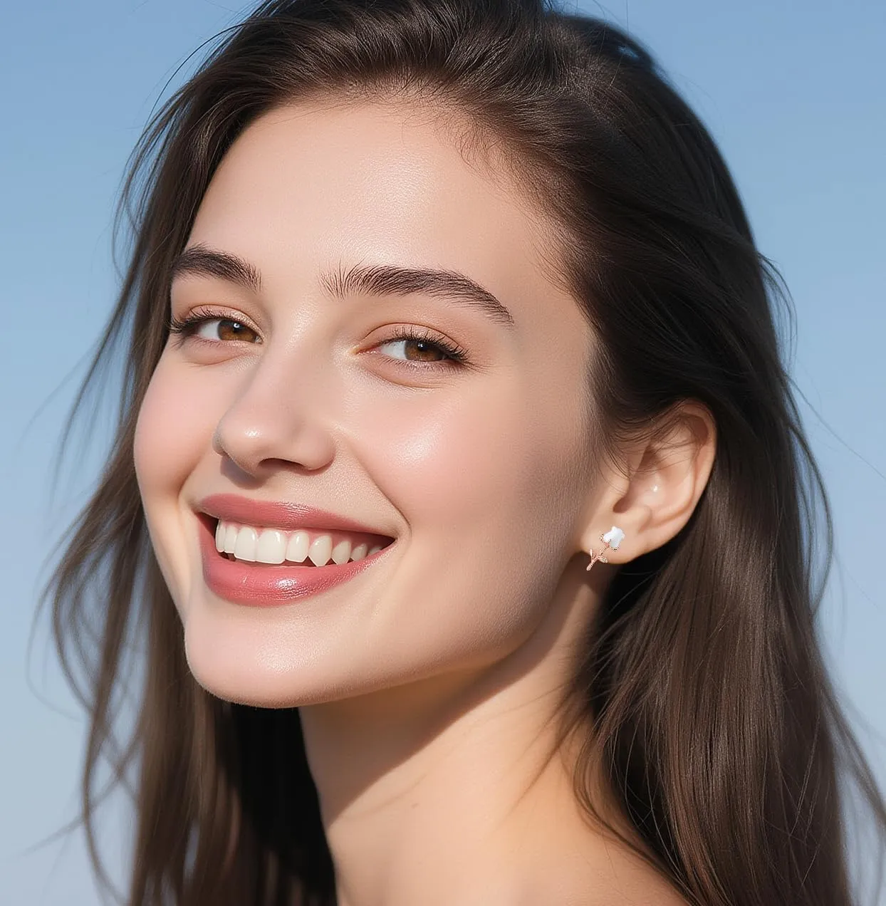 Reffeer Solid 925 Sterling Silver Rose Flower Stud Earrings for Women Teens CZ Flower Stud Earrings Drops Spring Earrings