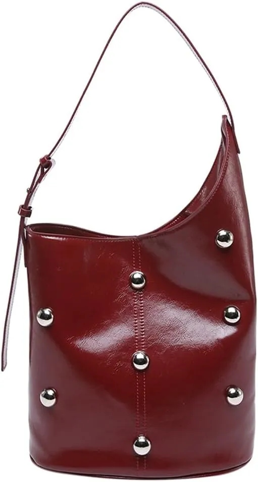 Retro Bucket Bags for Women Trendy Shoulder Handbag Ladies Designer Purses for Commuting Large-Capacity Satchels