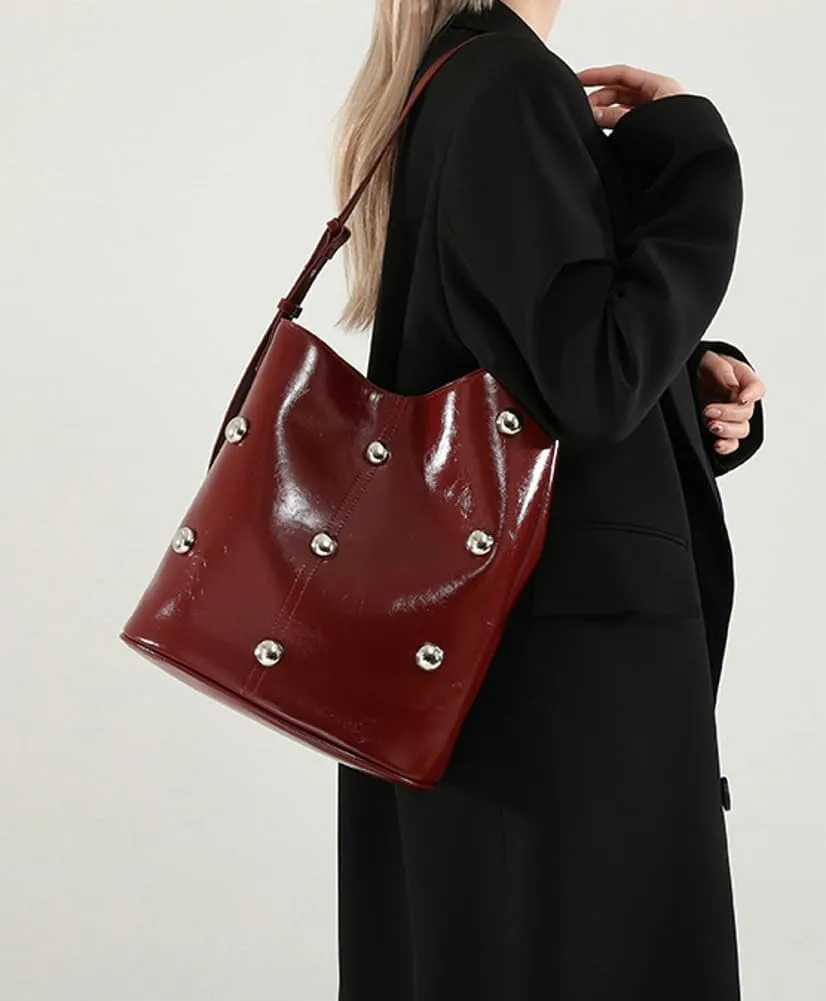 Retro Bucket Bags for Women Trendy Shoulder Handbag Ladies Designer Purses for Commuting Large-Capacity Satchels