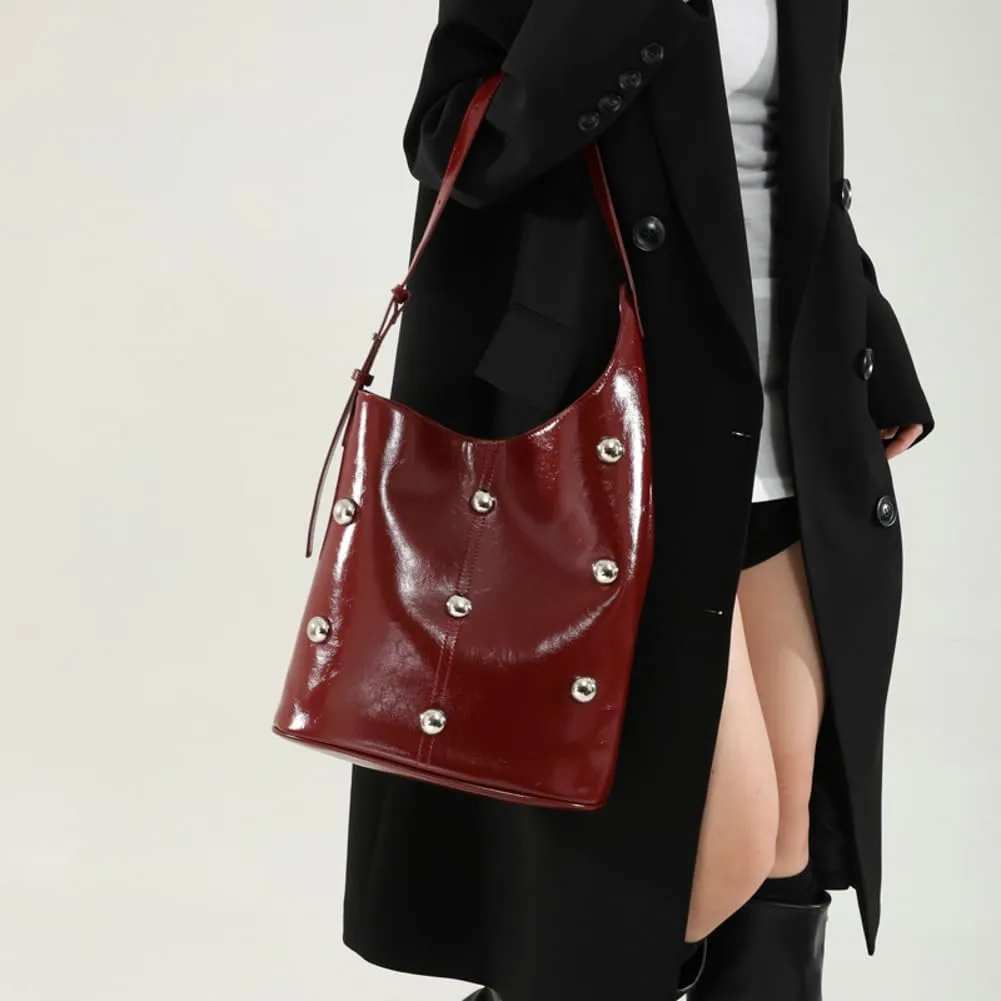 Retro Bucket Bags for Women Trendy Shoulder Handbag Ladies Designer Purses for Commuting Large-Capacity Satchels