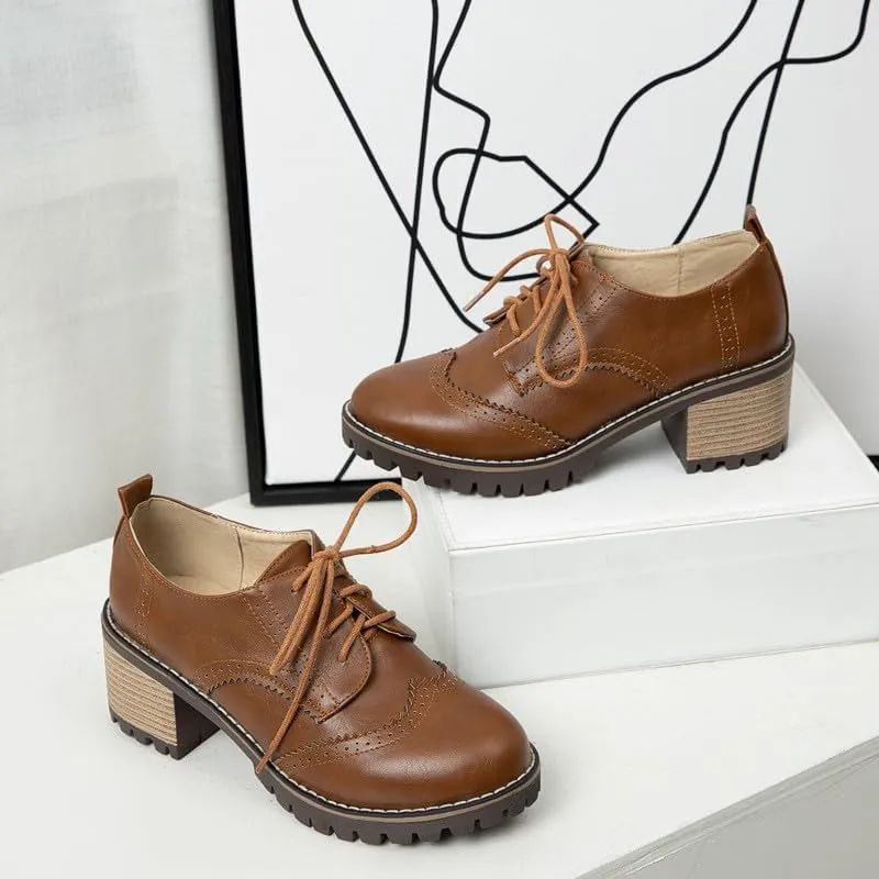 Retro Women's Middle Heel Shoes Classic Thick Heel Front Strap Design Comfortable Casual Walking Shoes for Women