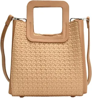 Retro Woven Crossbody Handbags For Women Clutch Satchels Shoulder Purse Ladies Trendy Bucket Bag for Work Travel