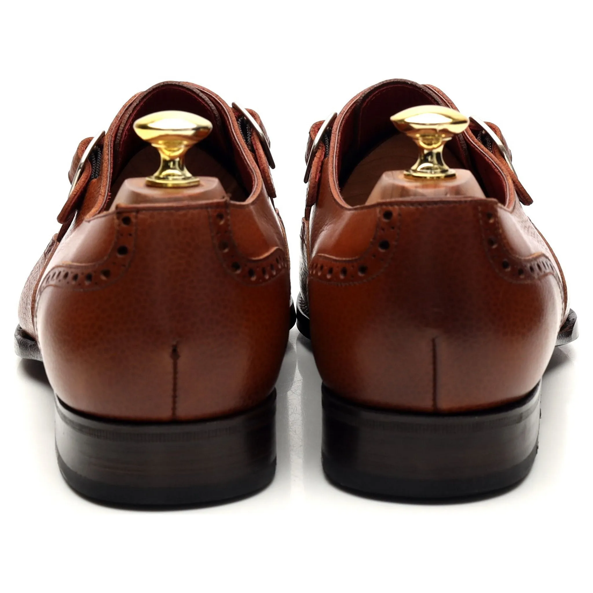 'Romi' Tan Brown Leather Monk Strap UK 8.5
