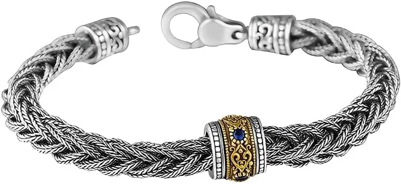 S925 Sterling Silver Braided Twist Chain Bracelet,Hand Woven Retro Bangle(With Jewelry Box) Cool Silver Jewelry for Men And Women Turkish Lucky Beads Bracelets