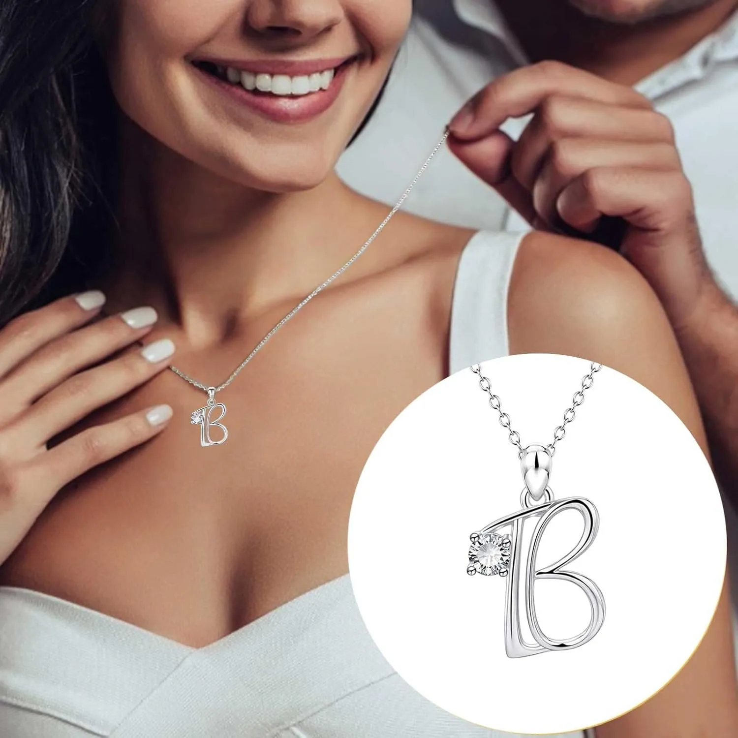 S925 Sterling Silver Initial Necklaces for Women,26 Initial Alphabet Shape Pendants Chain Elegant Letter Chokers for Mother