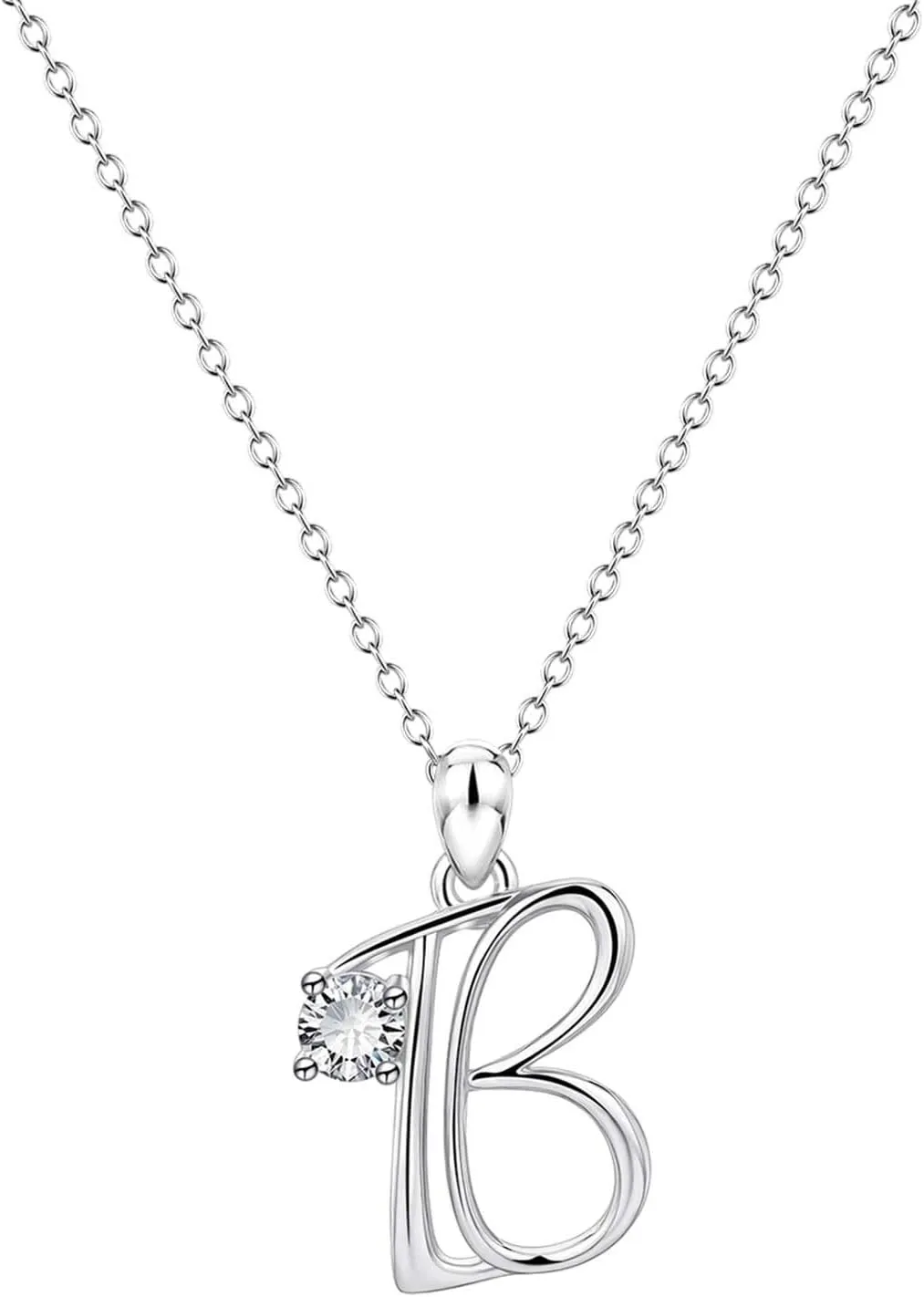 S925 Sterling Silver Initial Necklaces for Women,26 Initial Alphabet Shape Pendants Chain Elegant Letter Chokers for Mother