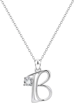 S925 Sterling Silver Initial Necklaces for Women,26 Initial Alphabet Shape Pendants Chain Elegant Letter Chokers for Mother
