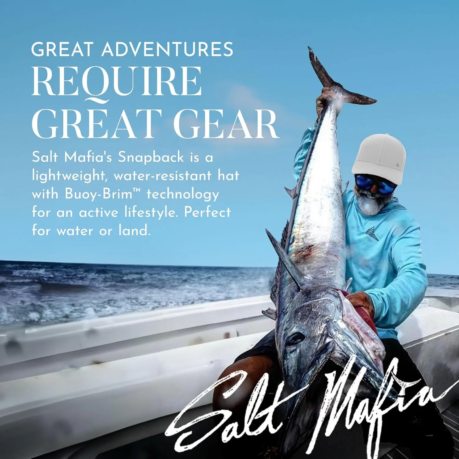Salt Mafia Hats for Men - Waterproof Hats, 6 Panel Hat Curve Brim Snap Back Hat