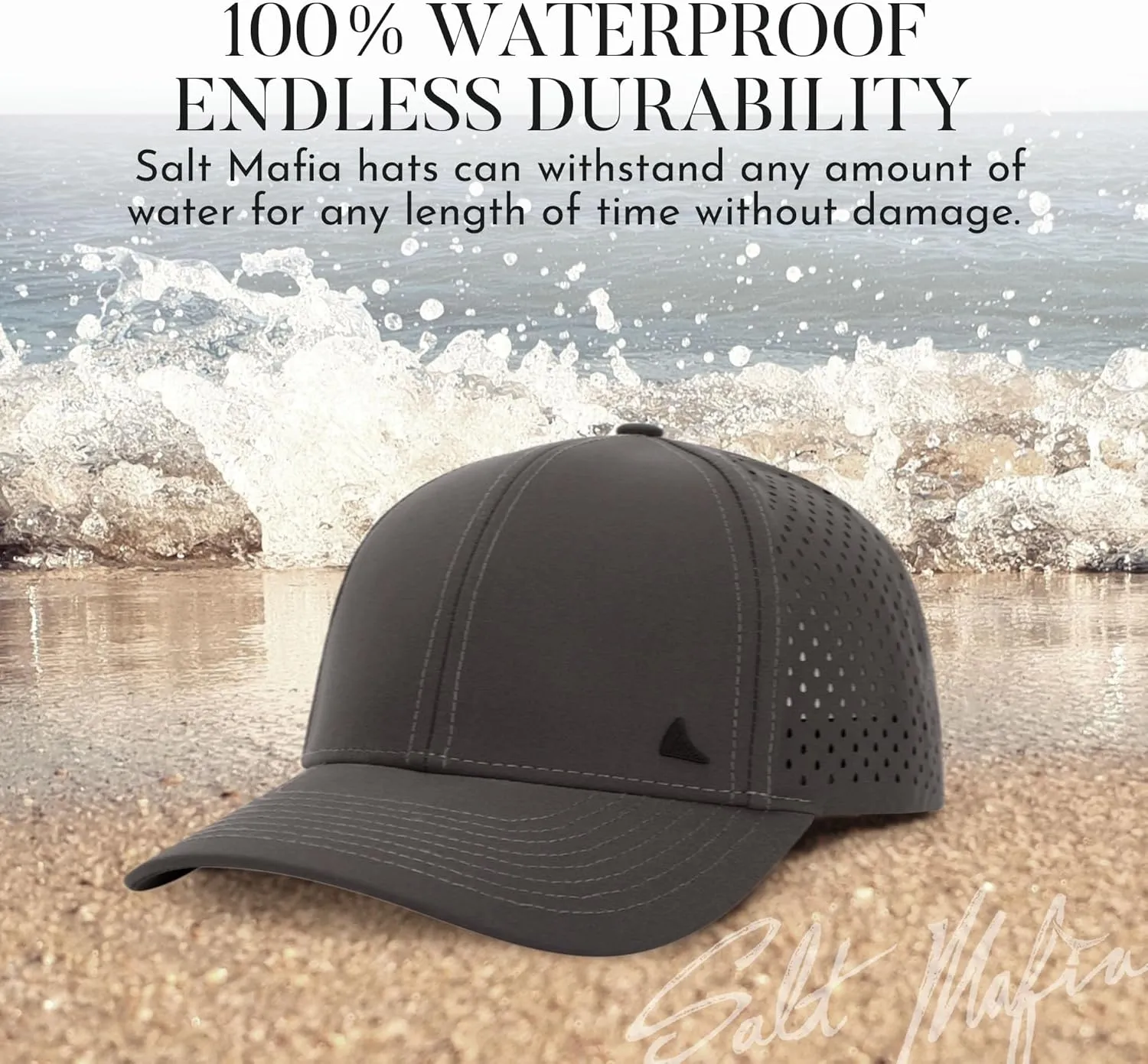Salt Mafia Hats for Men - Waterproof Hats, 6 Panel Hat Curve Brim Snap Back Hat
