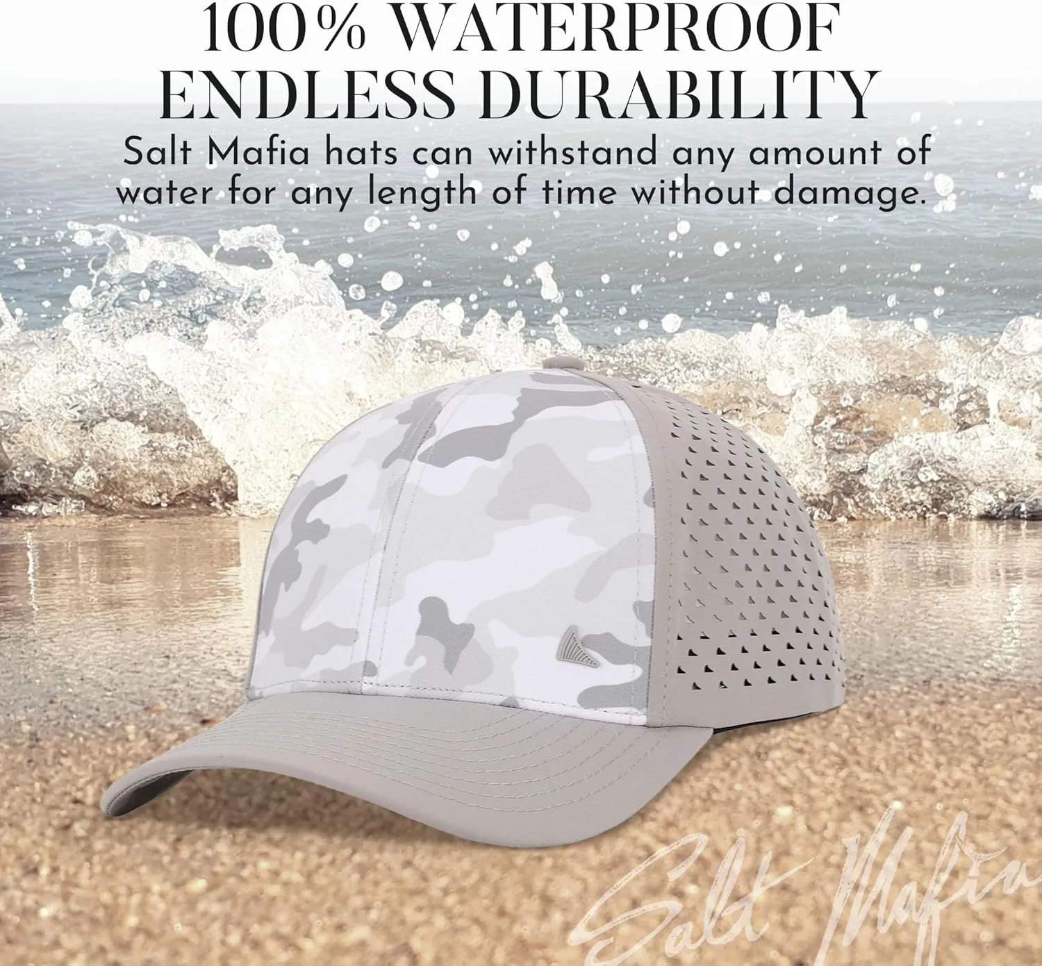 Salt Mafia Hats for Men - Waterproof Hats, 6 Panel Hat Curve Brim Snap Back Hat