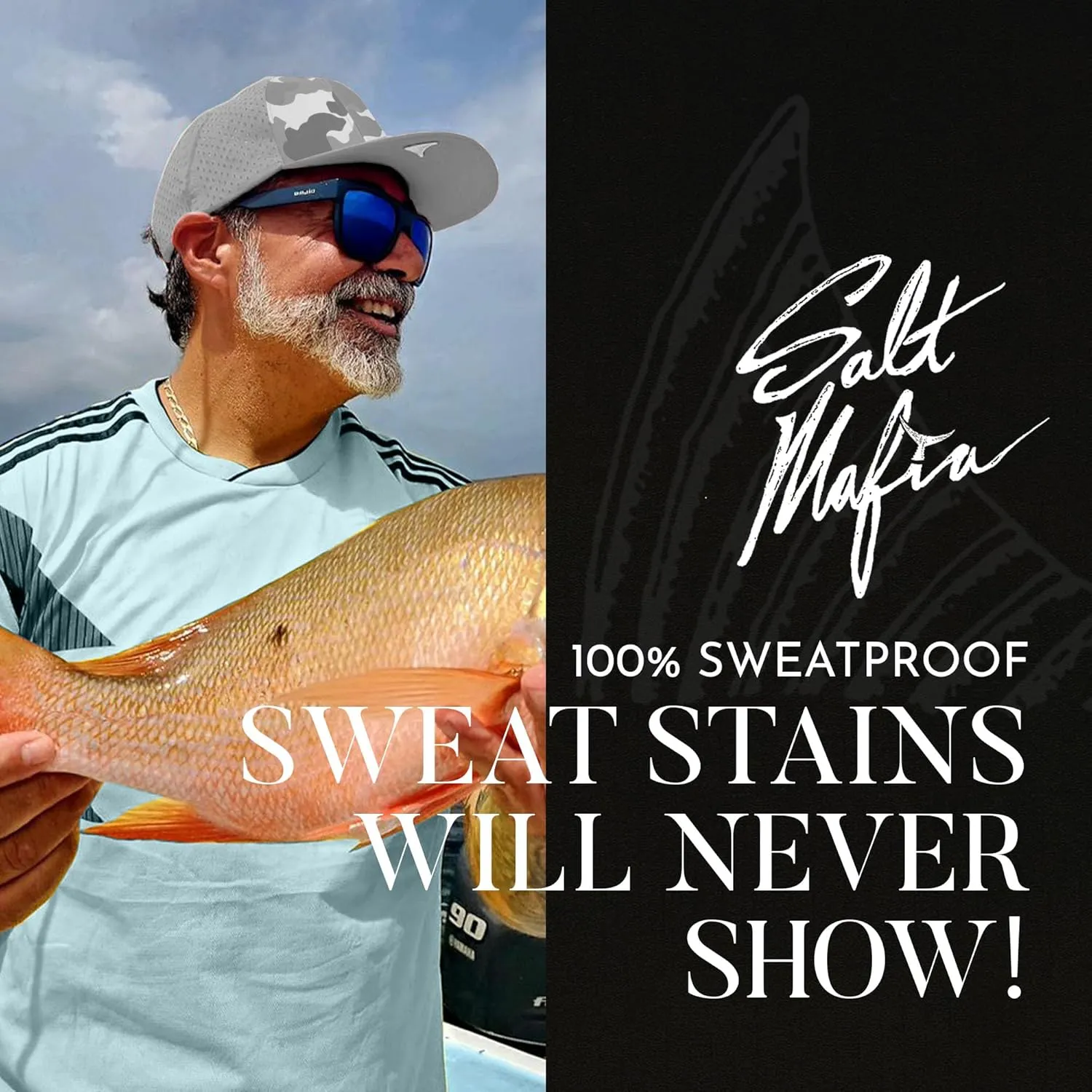 Salt Mafia Hats for Men - Waterproof Hats, 6 Panel Hat Curve Brim Snap Back Hat