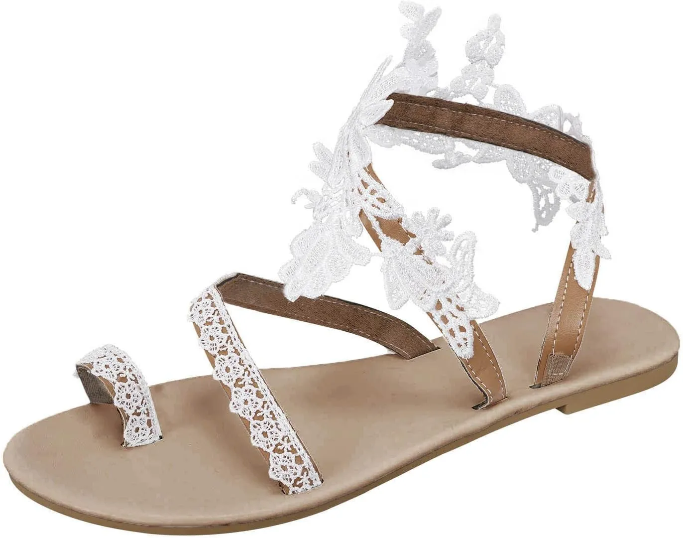 Sandals for Women Thong Bohemia Bling Rhinestone Flat Sandals Open Toe Flower Dress Sandal Toe Ring Roman Shoes