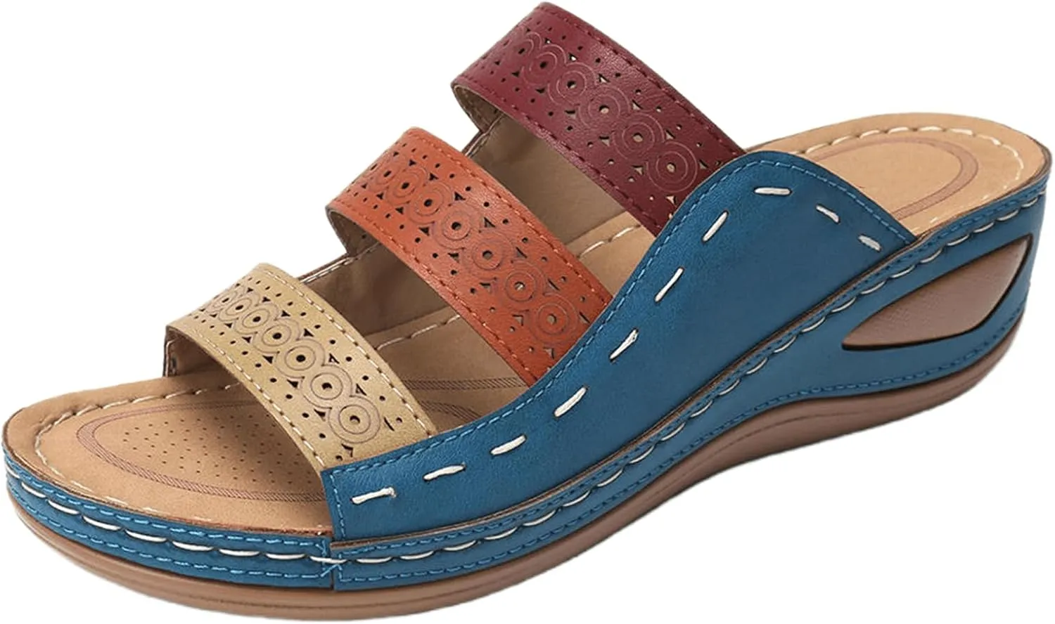 Sandals Women Comfortable Dressy Wedge Sandals Summer Orthopedic Slippers Arch Support Orthotic Slides for Plantar Fasciitis