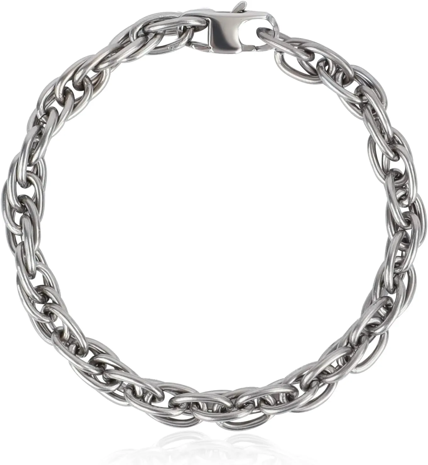 SanThree 7mm Solid Pure Titanium Twist Link Chain Bracelets for Men & Women, Skin Friendly Braid Rope Titanium Bracelet Birthday Graduation Fathers Day Jewelry Gift,7.87"/8.66"/9.05",Come with Gift Box