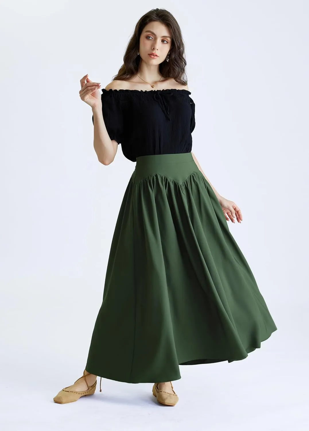 Scarlet Darkness Maxi Skirts for Women Renaissance Skirt High Waist Black Long Skirt