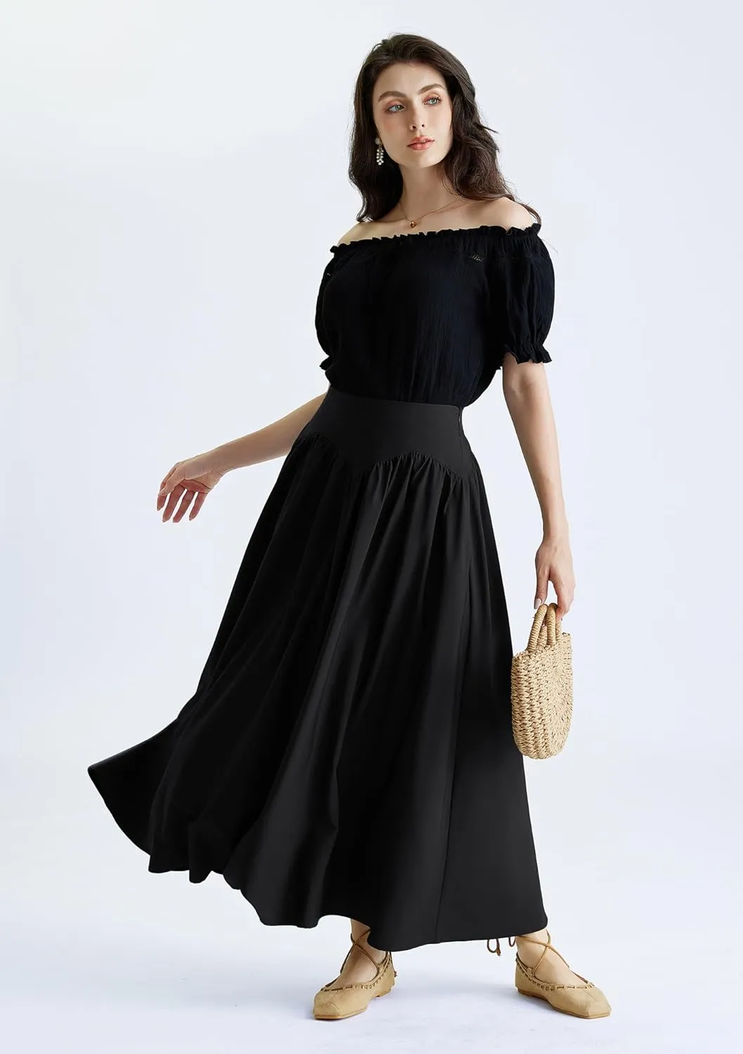 Scarlet Darkness Maxi Skirts for Women Renaissance Skirt High Waist Black Long Skirt