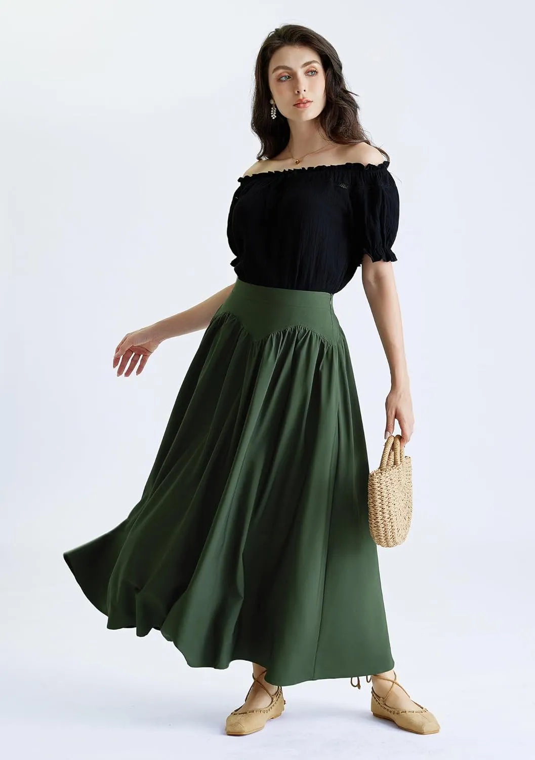 Scarlet Darkness Maxi Skirts for Women Renaissance Skirt High Waist Black Long Skirt