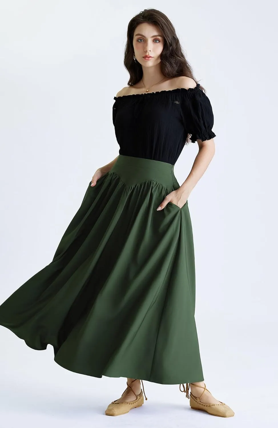 Scarlet Darkness Maxi Skirts for Women Renaissance Skirt High Waist Black Long Skirt