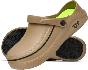 SECHRITE Men's Women's Work Clogs - Unisex Garden Chef Shoes Non Slip Waterproof Nurse Kitchen Food Service Shoes