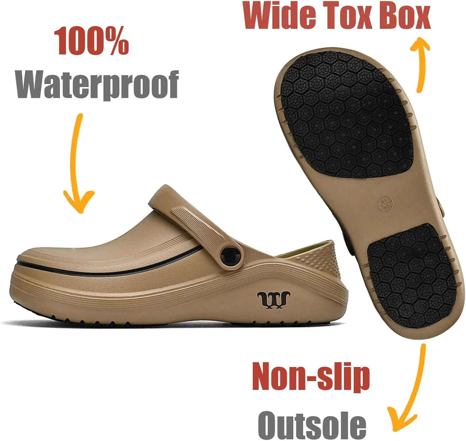 SECHRITE Men's Women's Work Clogs - Unisex Garden Chef Shoes Non Slip Waterproof Nurse Kitchen Food Service Shoes