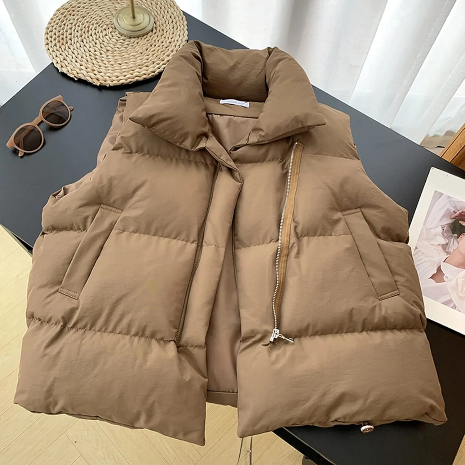 SHAOBGE Jacket and Coat for Women 2022 Autumn Winter Ladies Oversized Solid Puff Padded Vest Popular Coat