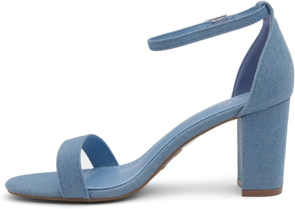 Shoe Land Women's Low Heels - 3-Inch Chunky Block Heeled Sandals with Ankle Strap | Open Toe Short Heels | Comfy Dressy Strappy Sandals for Wedding, Prom, Office