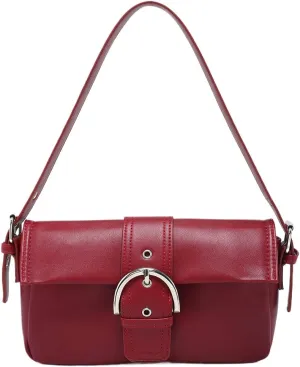 Shoulder Bag for Women Adjustable Strap Underarm Bag Leather with Buckle Vintage Handbag Satchel Purse for Commuting