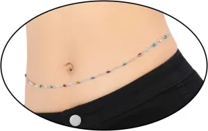 Simple Bikini Belly Chains for The Waist,18K Gold Body Chains for Women, Heart Chain Belt Waist Chains Beach Body Jewelry for Women