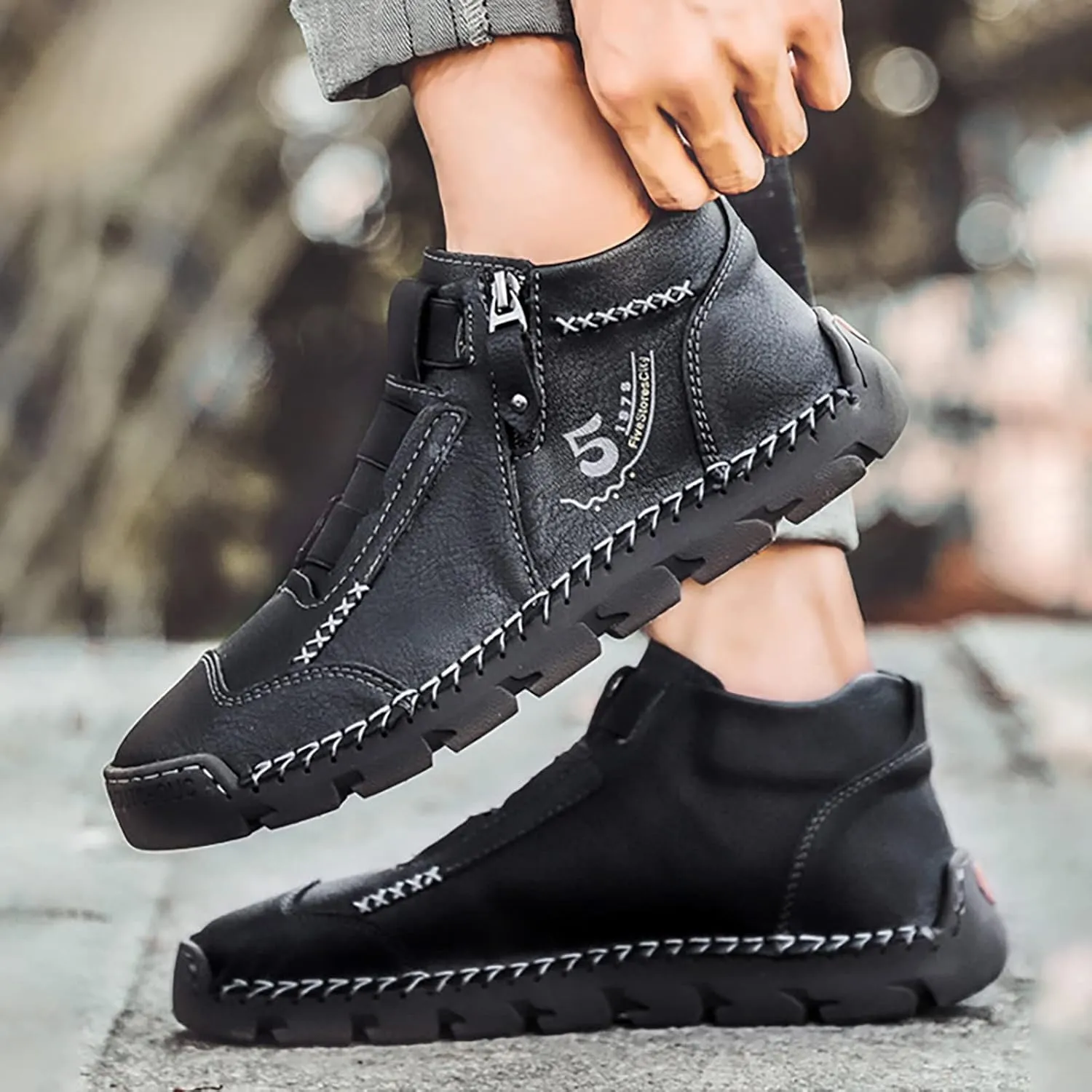 Slip on Walking Shoes for Men Casual Dressy Memory Foam Breathable Fashion High Top Sneakers Non Slip Arch Support Cushioning Training Gym Shoes Wide Width