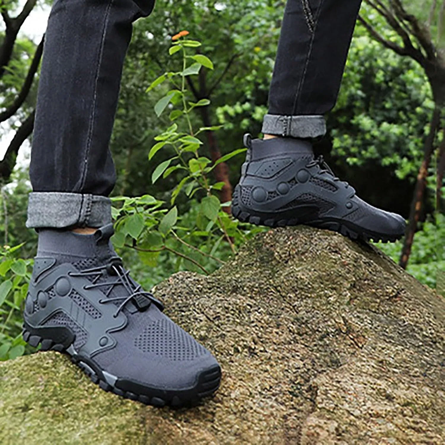 Slip on Walking Shoes for Men Comfort Memory Foam Hiking Shoes Breathable Lightweight Fashion Sneakers Non Slip Arch Support Cushioning Training Gym Shoes Wide Width