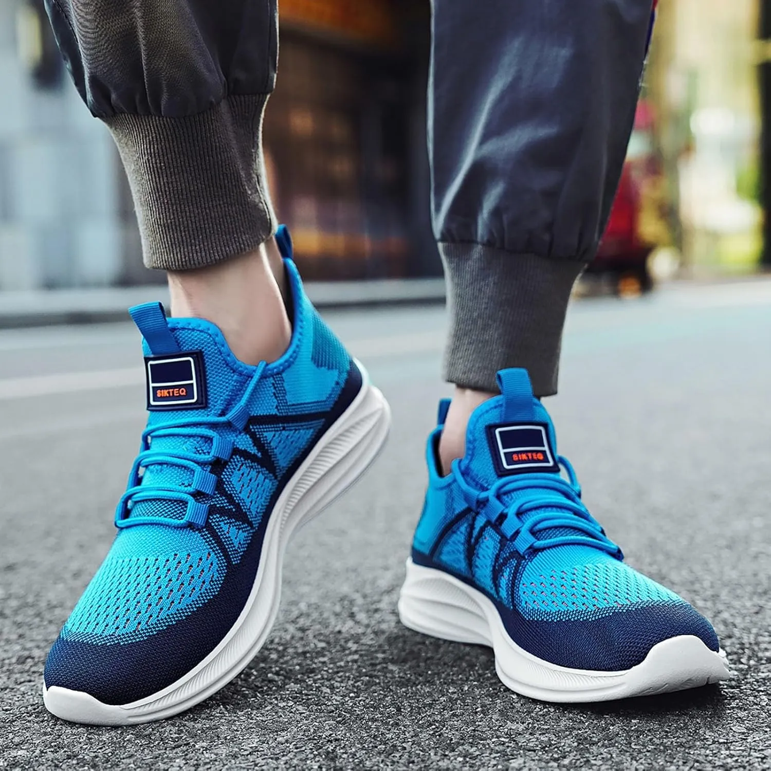 Slip on Walking Shoes Men Comfy Knitted Memory Foam Breathable Mesh Fashion Sneakers Non Slip Arch Support Cushioning Workout Tennis Shoes Wide Width