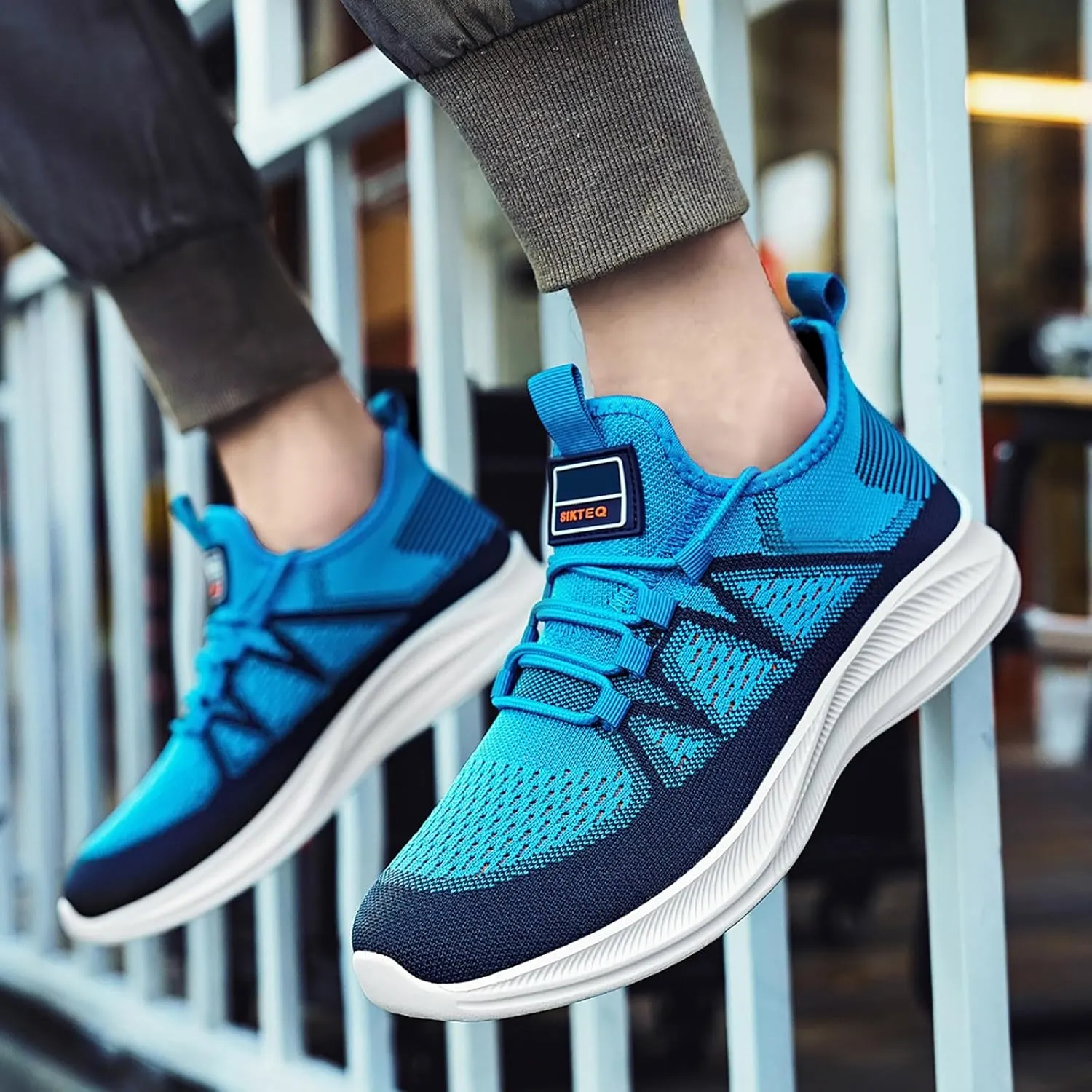 Slip on Walking Shoes Men Comfy Knitted Memory Foam Breathable Mesh Fashion Sneakers Non Slip Arch Support Cushioning Workout Tennis Shoes Wide Width