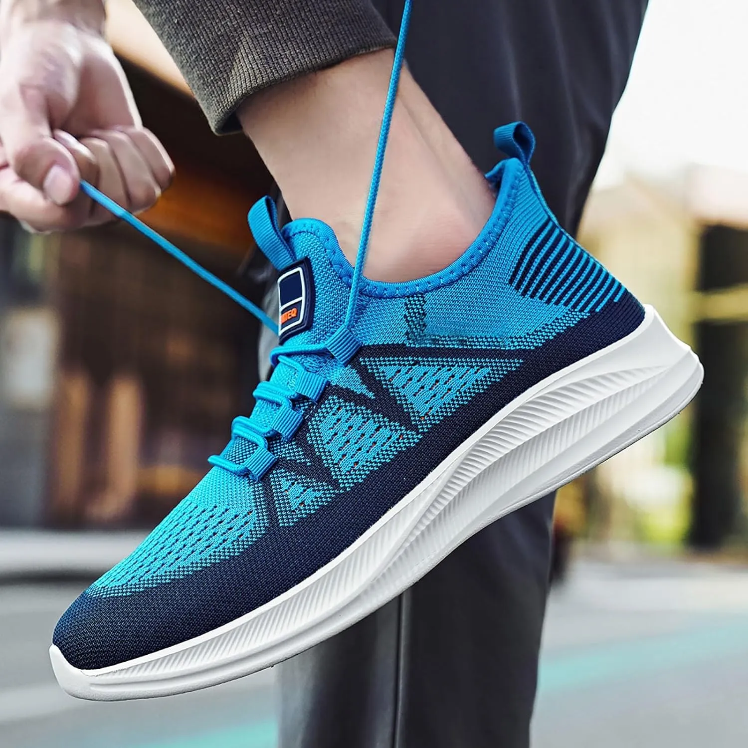 Slip on Walking Shoes Men Comfy Knitted Memory Foam Breathable Mesh Fashion Sneakers Non Slip Arch Support Cushioning Workout Tennis Shoes Wide Width