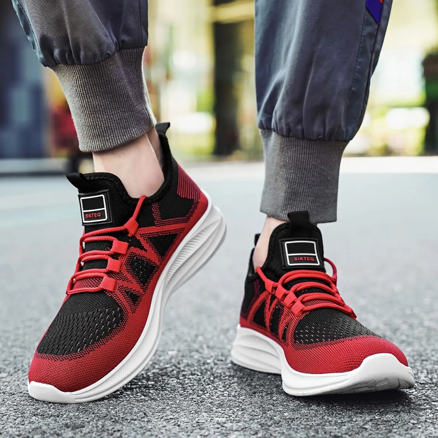 Slip on Walking Shoes Men Comfy Knitted Memory Foam Breathable Mesh Fashion Sneakers Non Slip Arch Support Cushioning Workout Tennis Shoes Wide Width