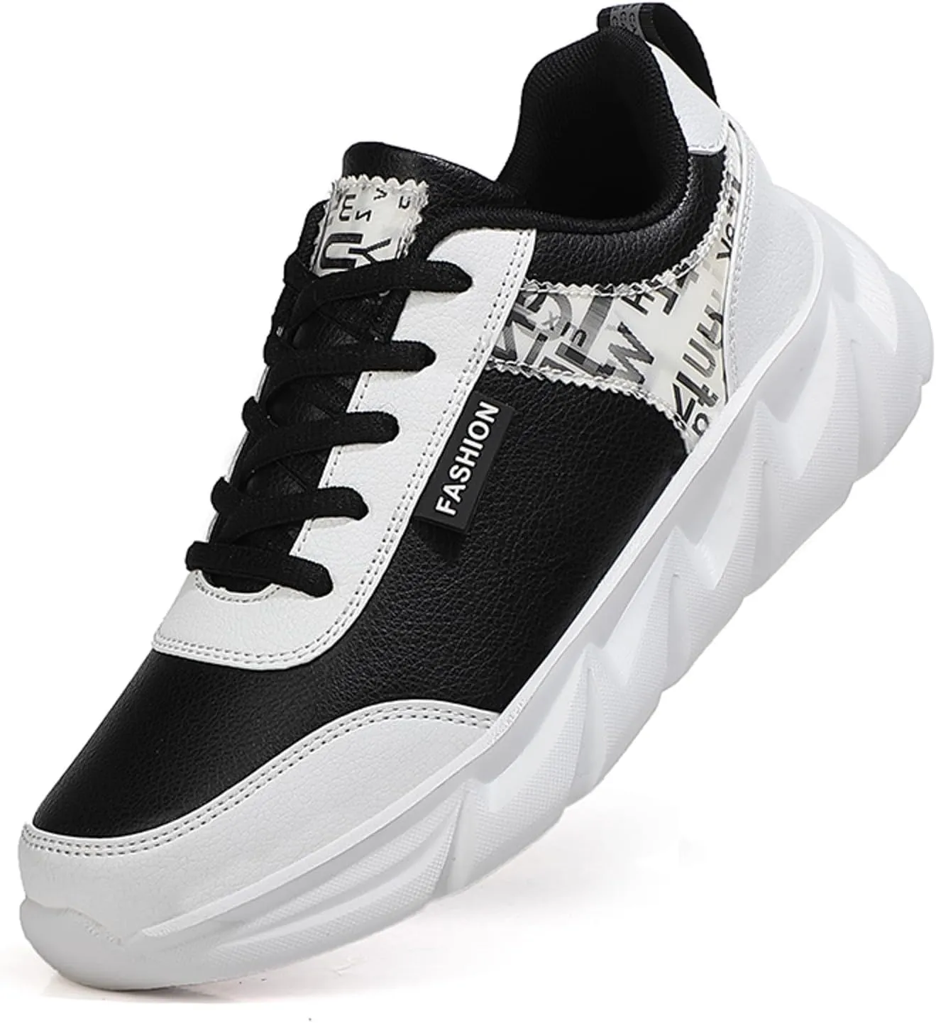 Slip on Walking Shoes Women Comfy PU Leather Non Slip Arch Support Running Shoes Breathable Mesh Sports Workout Tennis Shoes Fashion Lace Up Sneakers