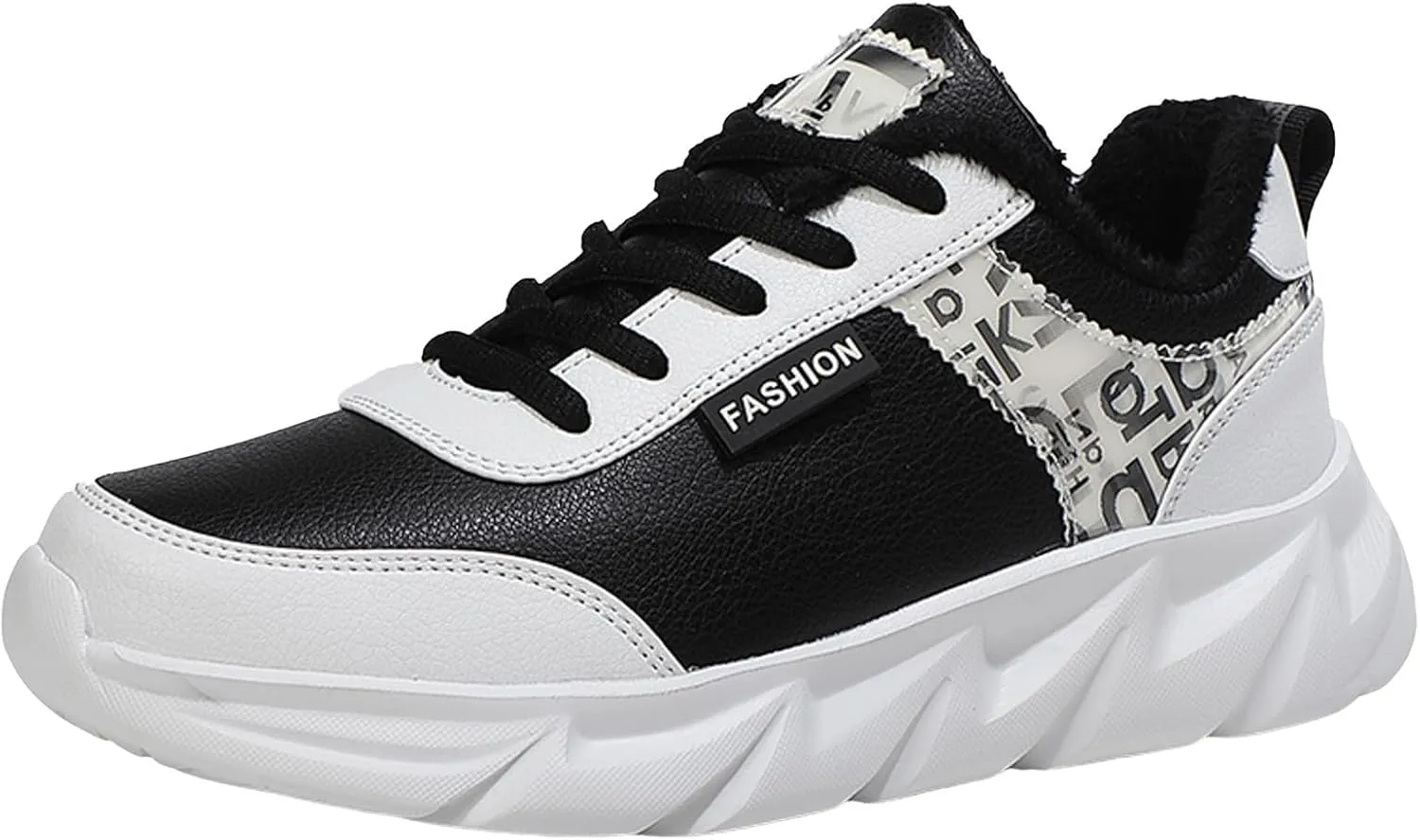 Slip on Walking Shoes Women Comfy PU Leather Non Slip Arch Support Running Shoes Breathable Mesh Sports Workout Tennis Shoes Fashion Lace Up Sneakers