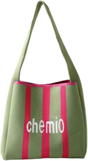 Slouchy Crochet Tote Bag Women Knit Hobo Bags Stripe Shoulder Bag Trendy CrossBody Purse Knitted Travel Satchels Handbag