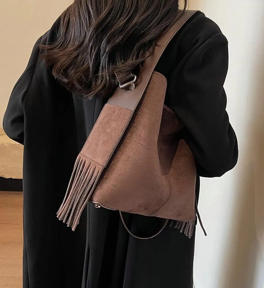 Slouchy Crossbody Bags Women Suede Satchels Underarm Shoulder Bag Purse Top-handle Travel Tote Handbag 2024