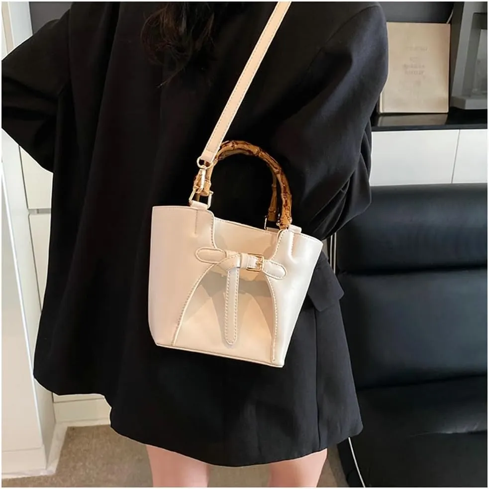Slouchy PU Leather Bucket Bag Women Crescent Hobo Bags Trendy Crossbody Purse Satchels Shoulder Bag Top-handle Tote Handbag