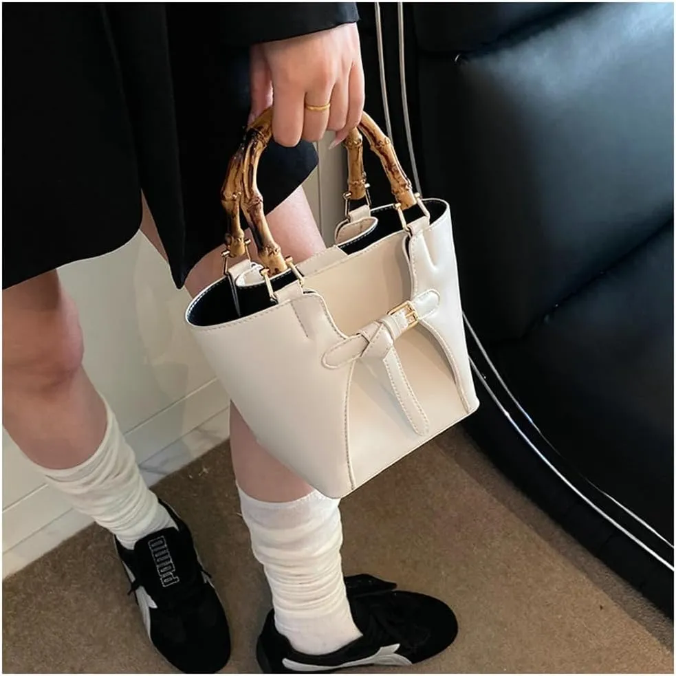 Slouchy PU Leather Bucket Bag Women Crescent Hobo Bags Trendy Crossbody Purse Satchels Shoulder Bag Top-handle Tote Handbag