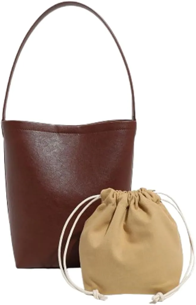 Slouchy PU Leather Bucket Hobo Bags Women Trendy Crescent Crossbody Purse Top-handle Satchels Shoulder Bag Tote Handbag