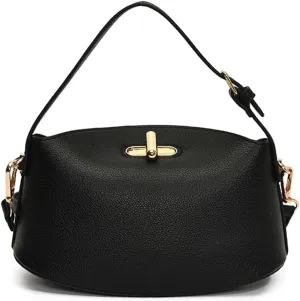 Slouchy PU Leather Crescent Hobo Bags Women Trendy Bucket Crossbody Purse Satchels Shoulder Bag Top-handle Tote Handbag