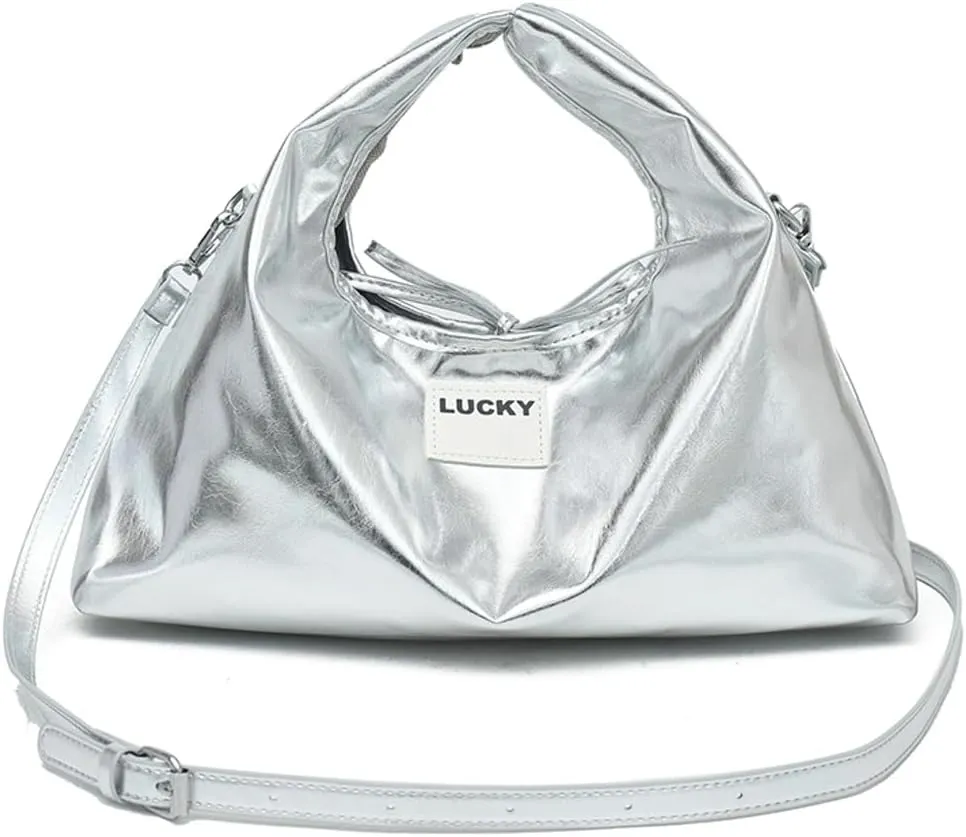 Slouchy PU Leather Crescent Hobo Bags Women Trendy Crossbody Purse Satchels Shoulder Bag Dumpling Top-handle Tote Handbag