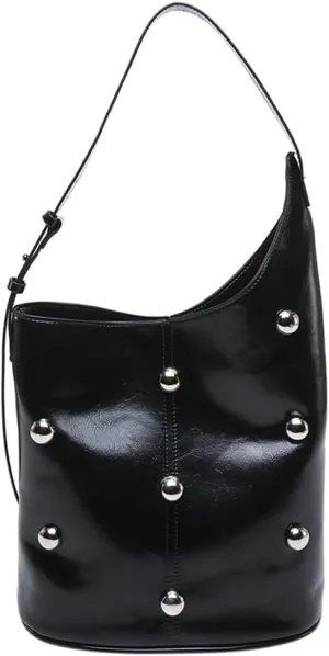 Slouchy PU Leather Hobo Bags Women Trendy Shoulder Bag Crescent Crossbody Phone Purse Cute Rivet Satchels Tote Handbag