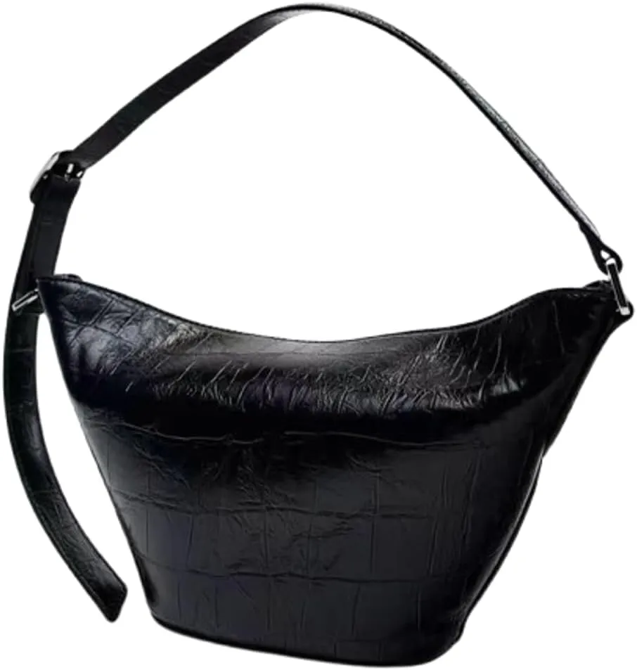 Slouchy PU Leather Underarm Crescent Hobo Bags Women Crossbody Purse Trendy Shoulder Satchels Bag Top-handle Tote Handbag