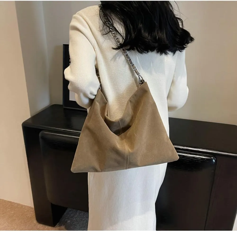 Slouchy Suede Hobo Bags Women Crescent Satchels Shoulder Bag Top-handle Crossbody Purse Trendy Travel College Tote Handbag