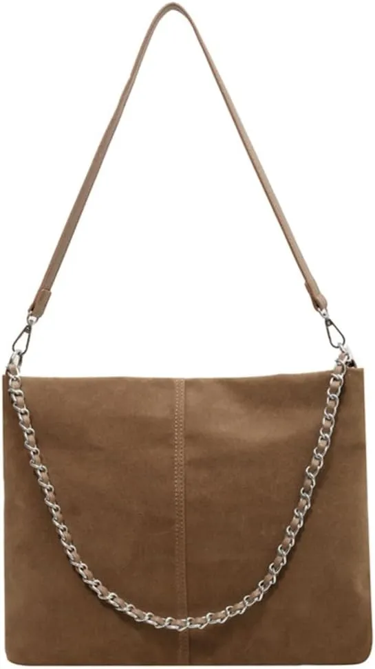 Slouchy Suede Hobo Bags Women Crescent Satchels Shoulder Bag Top-handle Crossbody Purse Trendy Travel College Tote Handbag