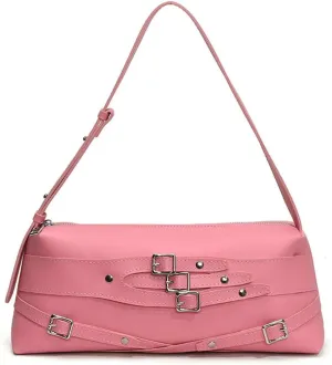 Slouchy Y2K PU Leather Crescent Hobo Bags Women Trendy 90s Crossbody Purse Satchels Shoulder Bag Top-handle Tote Handbag