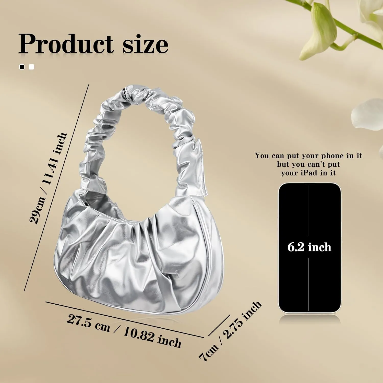 Small Ladies Handbags, Elegant PU Leather Hobo Purse for Women, Clutch Purses for Women with Magnetic Snap-Fastener